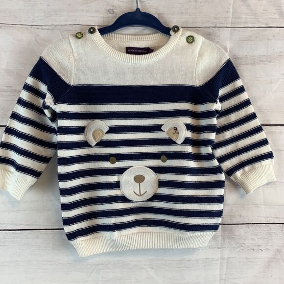 Baby Toddler striped bear sweater 9M navy unisex boy Sergent Major France Europe - Picture 3 of 9